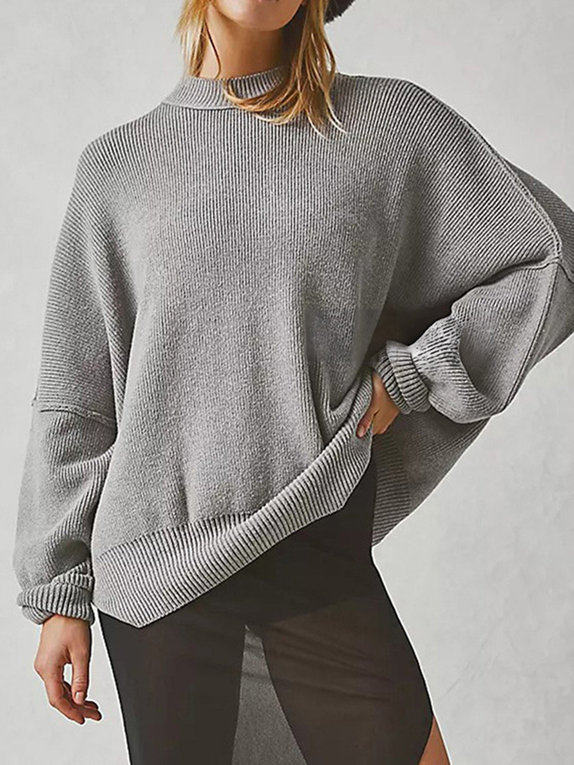 Round Neck Long Sleeve Sweater  Trendsi   