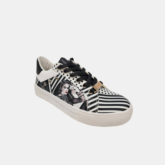 Nicole Lee USA Printed Vegan Leather Lace Up Sneaker  Trendsi Black 6 