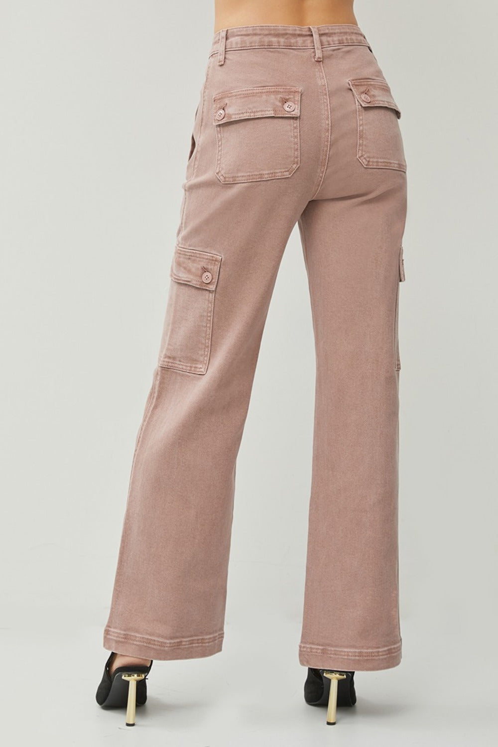 RISEN Full Size High Rise Wide Leg Cargo Jeans  Trendsi   