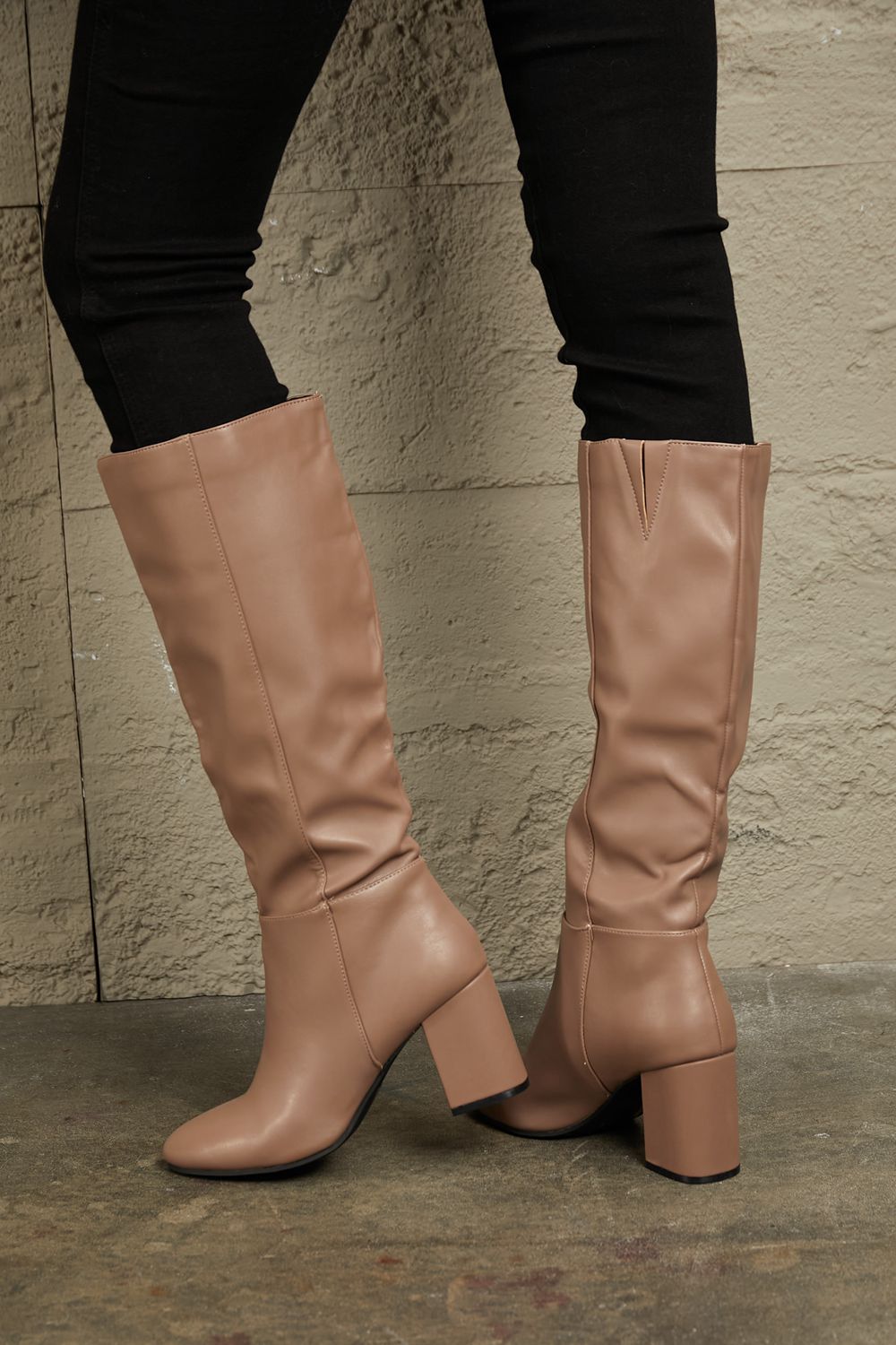 East Lion Corp Block Heel Knee High Boots  Trendsi   