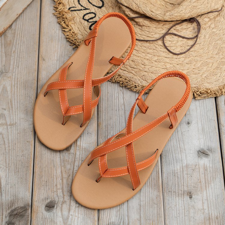 PU Leather Crisscross Flat Sandals  Trendsi   