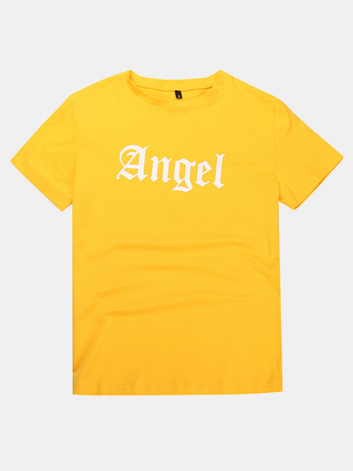 Perfee ANGEL Round Neck Short Sleeve T-Shirt T-Shirt Trendsi Yellow S 