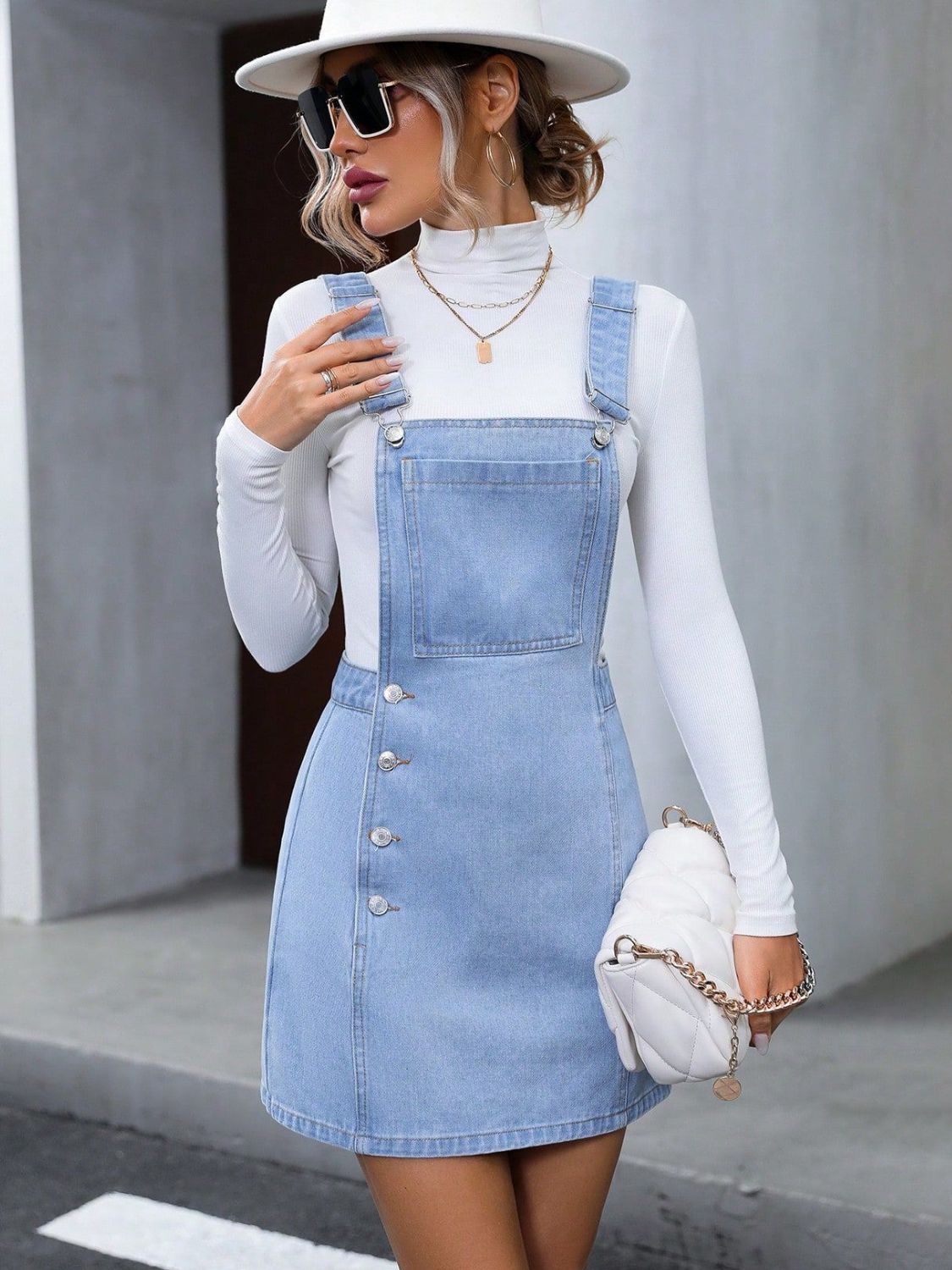 Wide Strap Denim Overall Dress Dress Trendsi Medium XS 