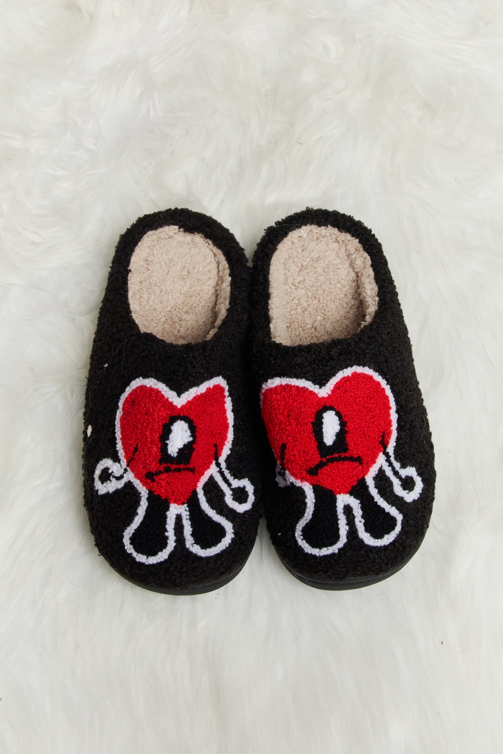 Melody Love Heart Print Plush Slippers  Trendsi   