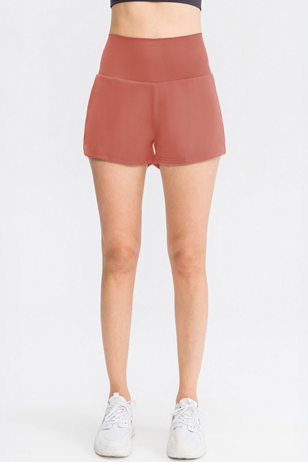 Wide Waistband Sports Shorts with Pockets  Trendsi Dusty Pink 4/S 