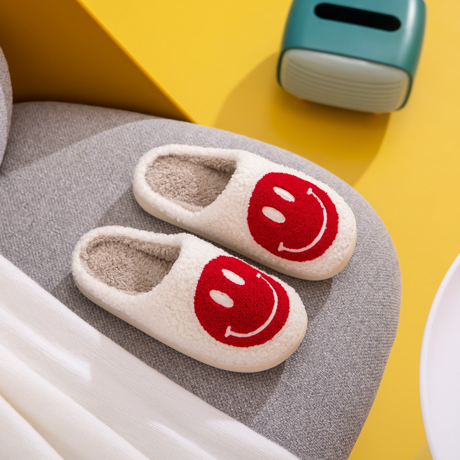 Melody Smiley Face Cozy Slippers  Trendsi   