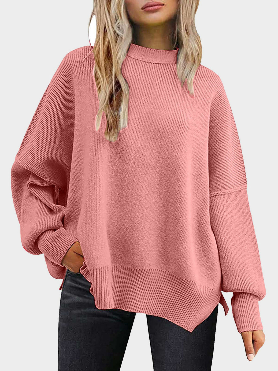 Round Neck Long Sleeve Sweater  Trendsi   