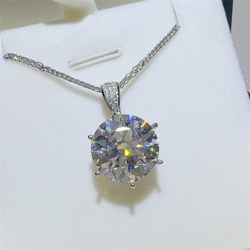 10 Carat Moissanite 925 Sterling Silver Pendant Necklace  Trendsi   