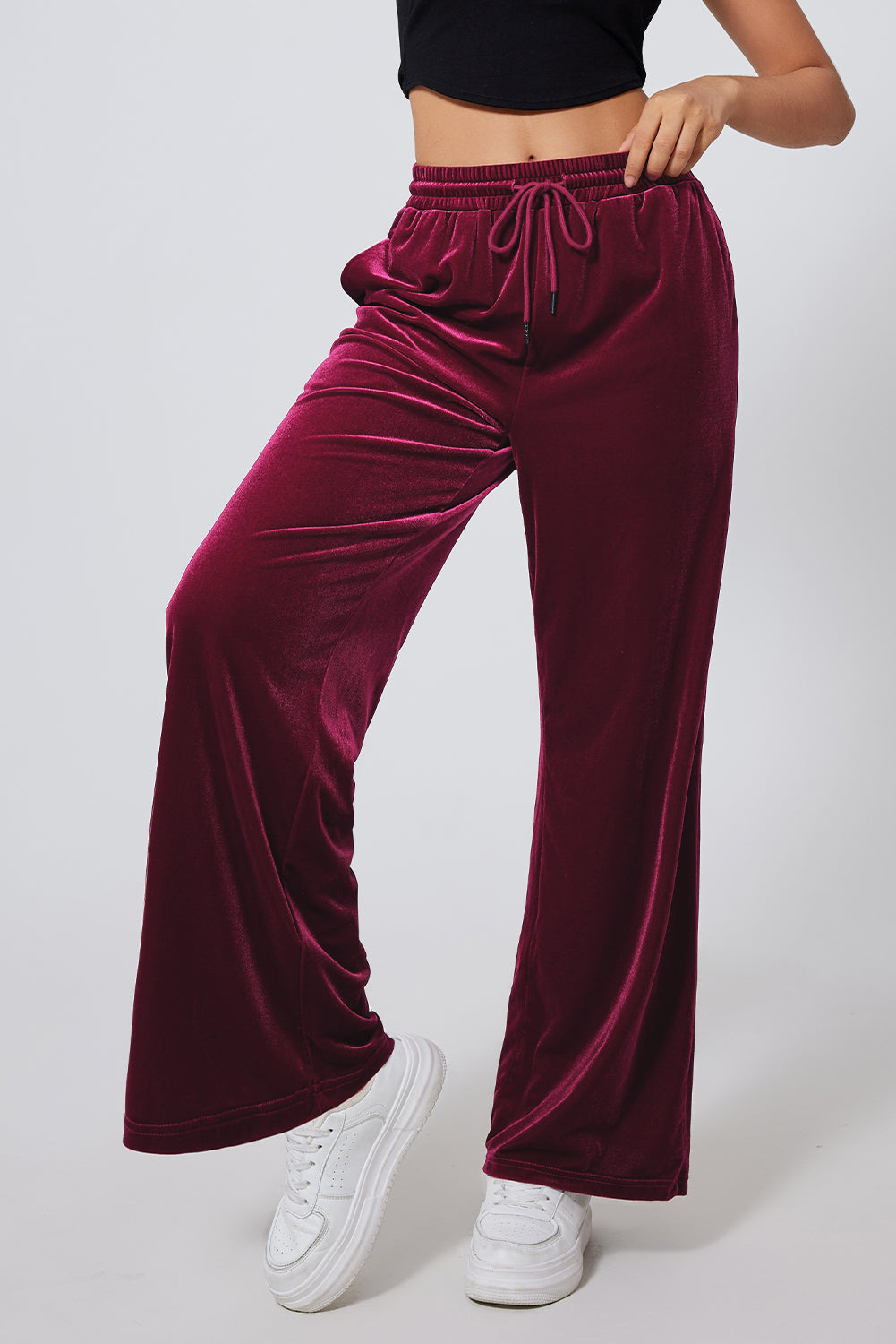 Drawstring Wide Leg Active Pants  Trendsi   