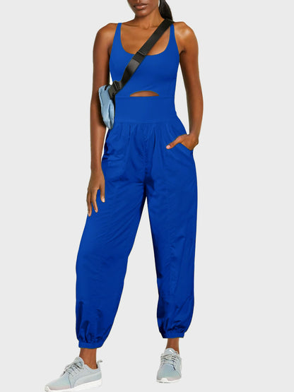 Cutout Scoop Neck Wide Strap Jumpsuit  Trendsi   