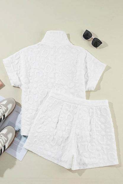 Half Zip Short Sleeve Top and Shorts Set  Trendsi   