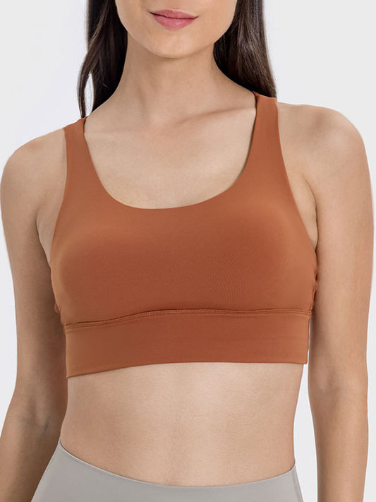 Millennia Crisscross Scoop Neck Active Tank  Trendsi Caramel 4 