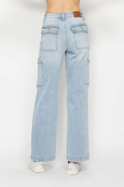 Judy Blue Full Size High Waist Straight Cargo Jeans  Trendsi   