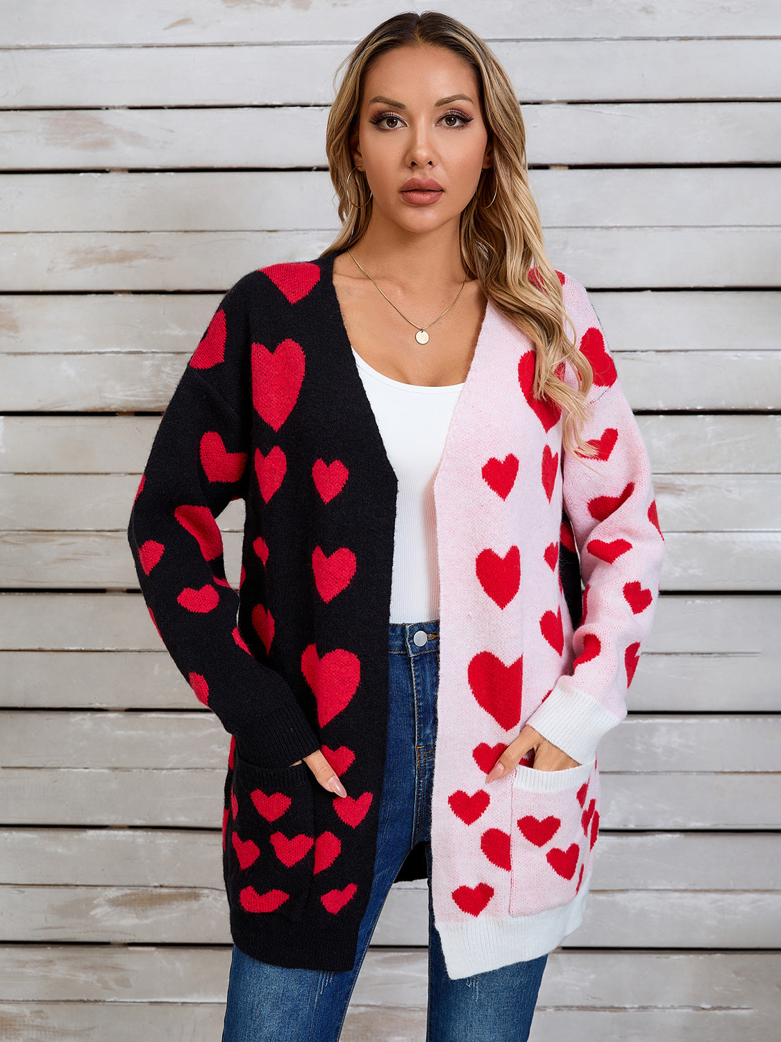 Angel Wings Heart Open Front Long Sleeve Cardigan  Trendsi   