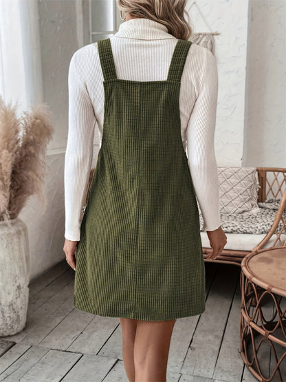 Pocketed Wide Strap Overall Dress Dress Trendsi   