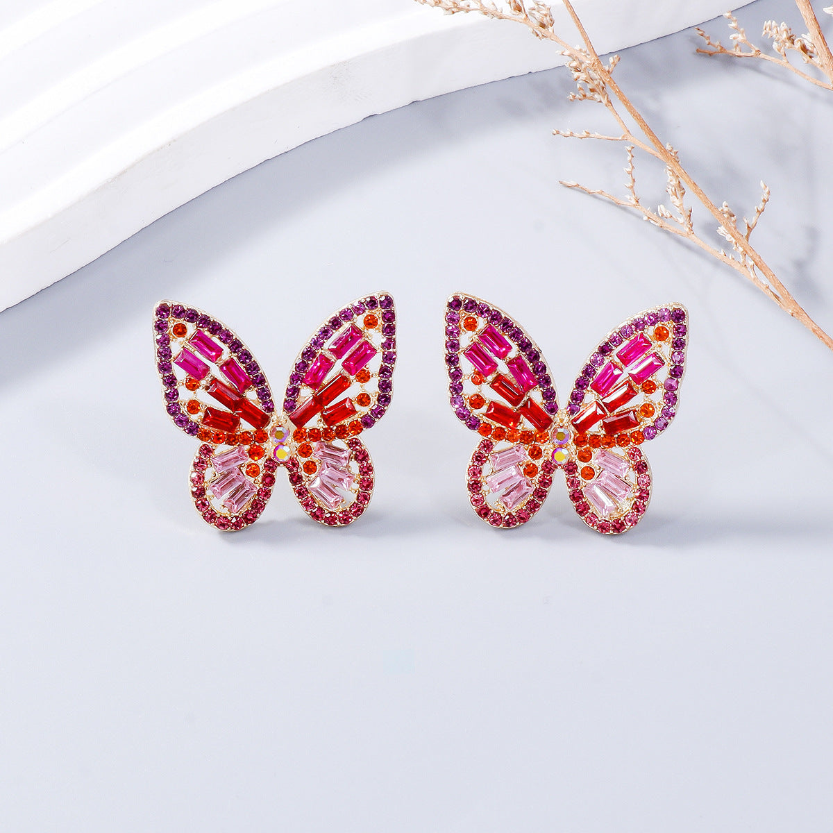 Alloy Inlaid Rhinestone Butterfly Earrings Earrings Trendsi Style C One Size 