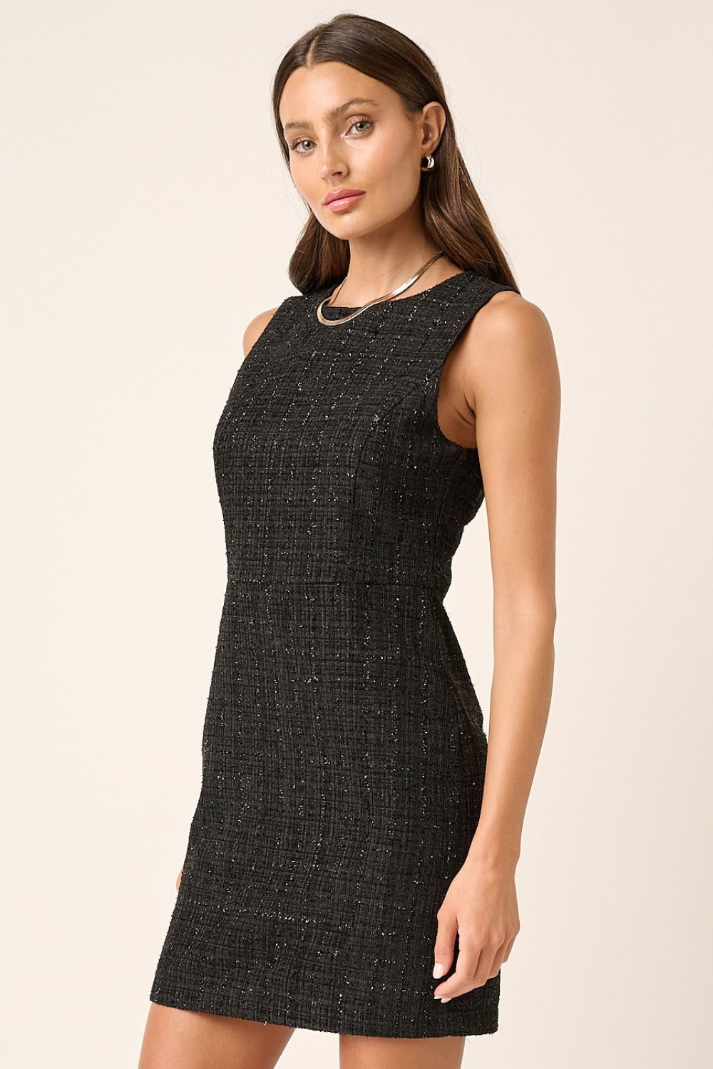 Mittoshop Tweed Sleeveless Mini Dress  Trendsi   