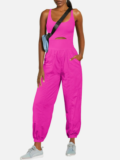 Cutout Scoop Neck Wide Strap Jumpsuit  Trendsi   