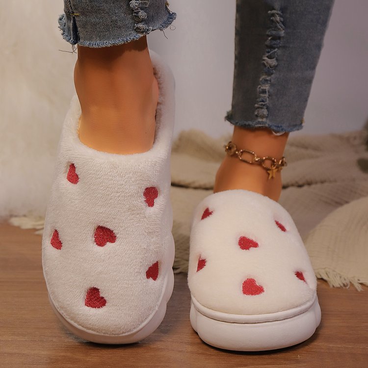 Heart Round Toe Flat Slippers  Trendsi White 36(US5) 