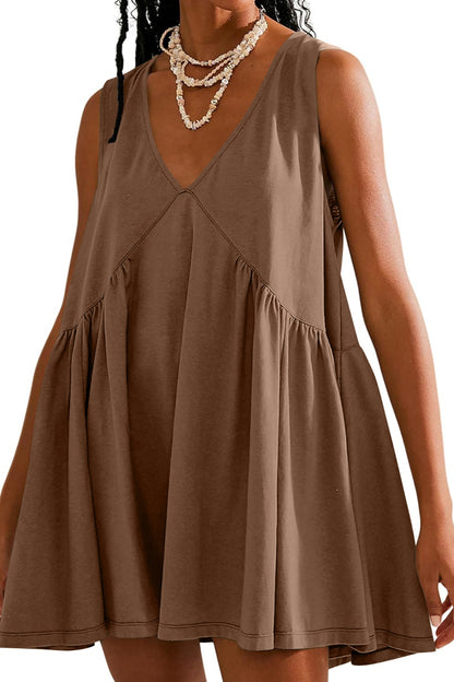 Plunge Wide Strap Mini Tank Dress Dress Trendsi   