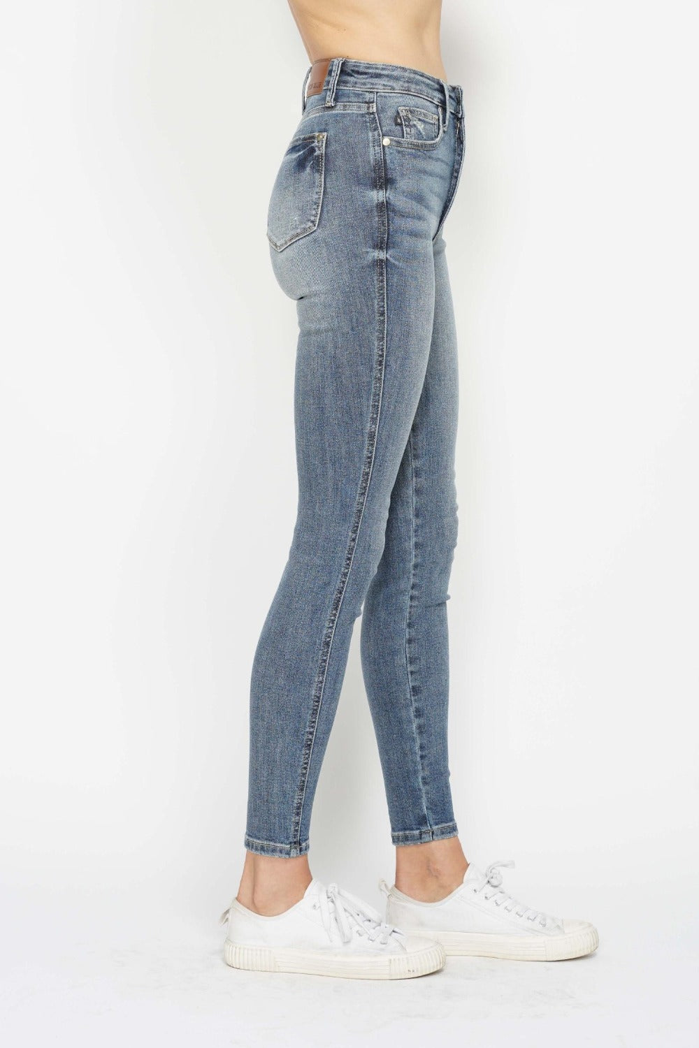 Judy Blue Full Size Tummy Control Contrast Wash Skinny Jeans Luxe Trendsi   