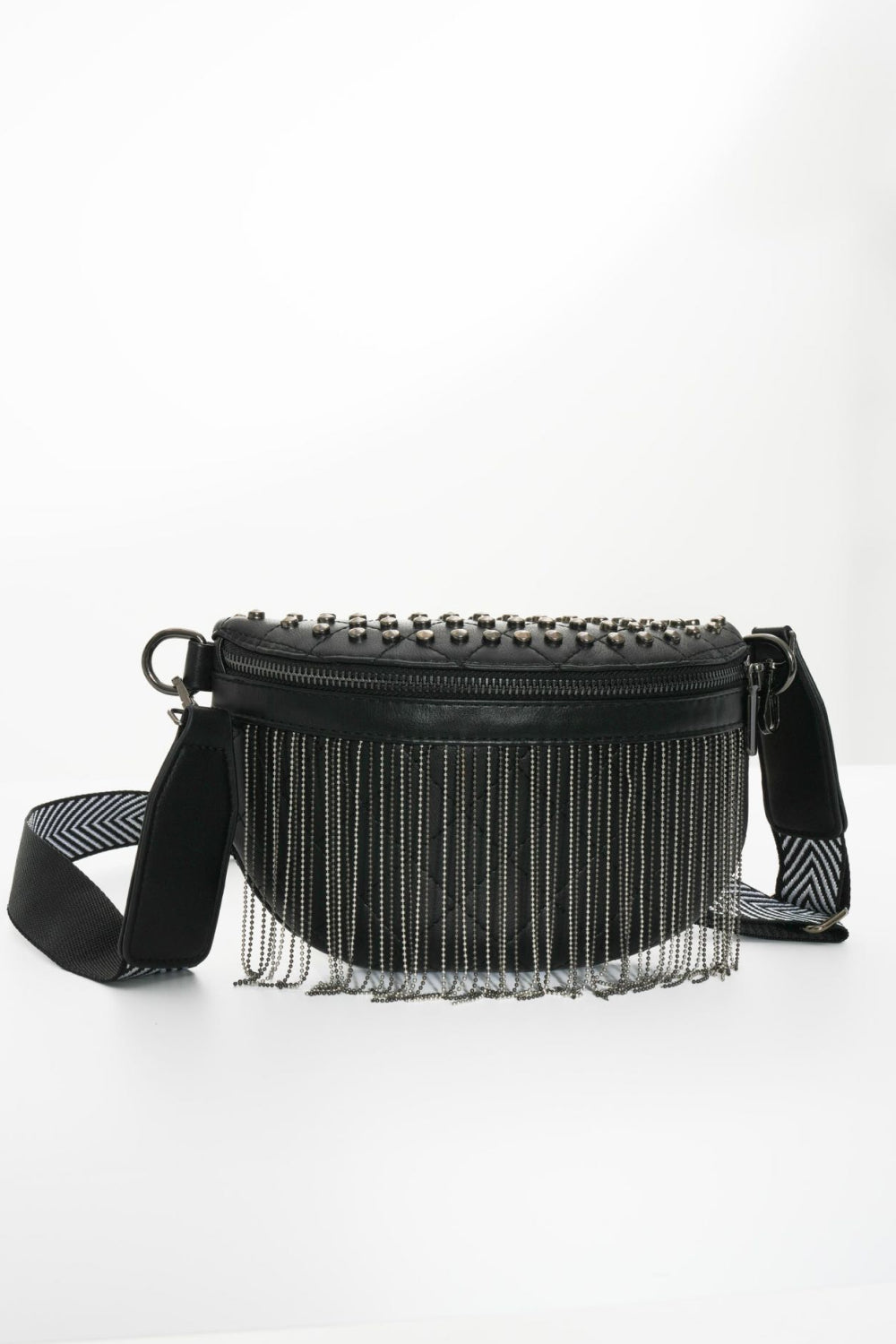 PU Leather Studded Sling Bag with Fringes  Trendsi   