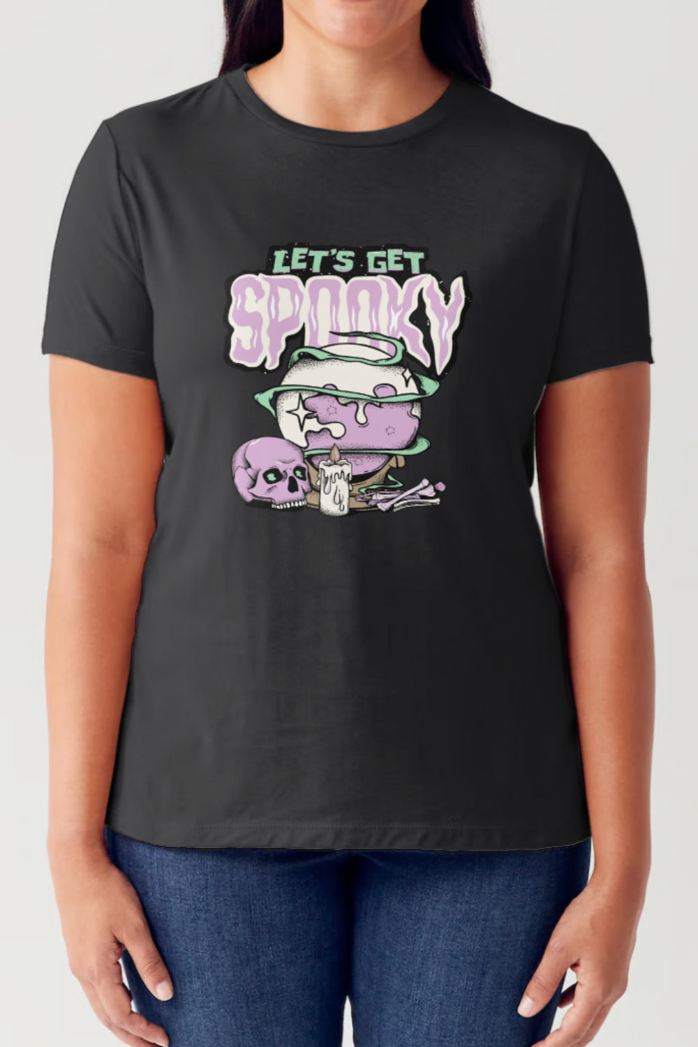 Simply Love Full Size LET'S GET SPOOKY Short Sleeve Tubular T-Shirt T-Shirt Trendsi Black S 