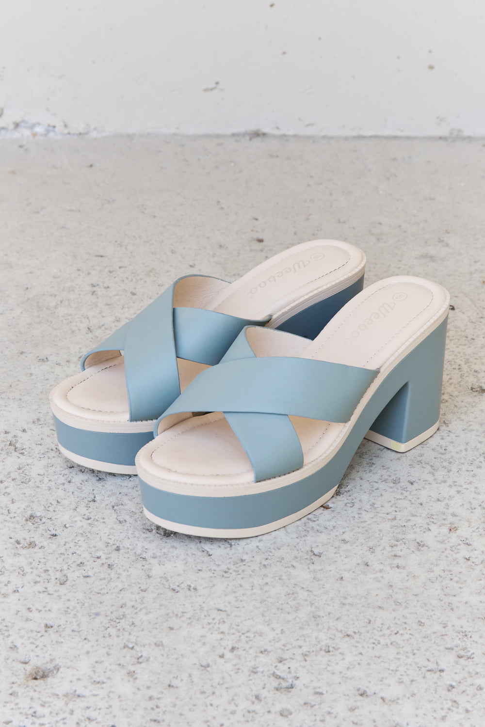 Weeboo Cherish The Moments Contrast Platform Sandals in Misty Blue  Trendsi   