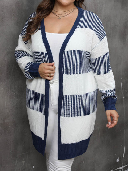 Plus Size Open Front Long Sleeve Cardigan  Trendsi   