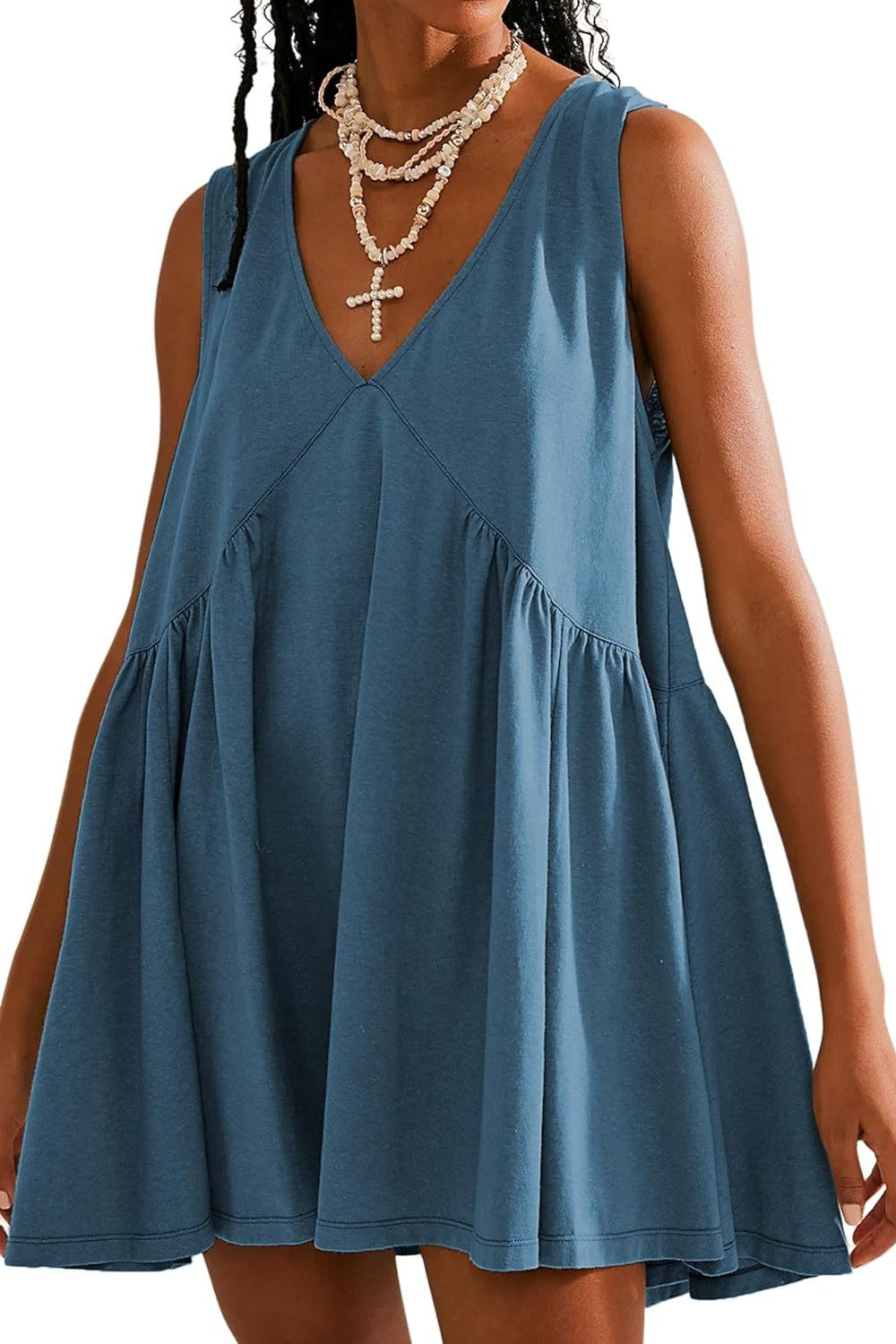 Plunge Wide Strap Mini Tank Dress Dress Trendsi   