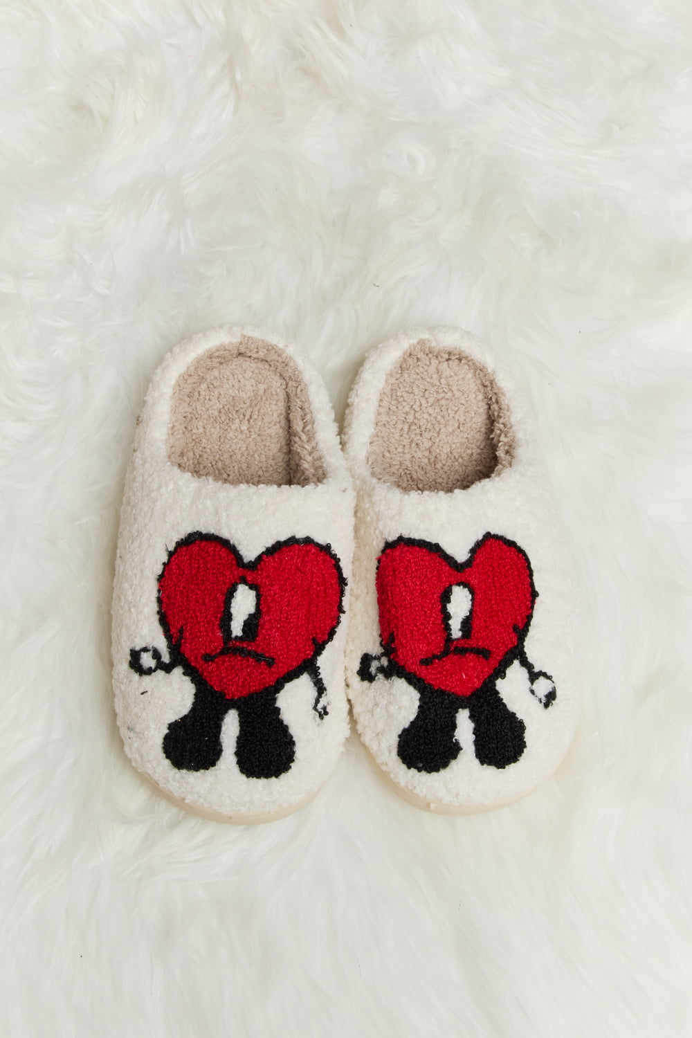 Melody Love Heart Print Plush Slippers  Trendsi   