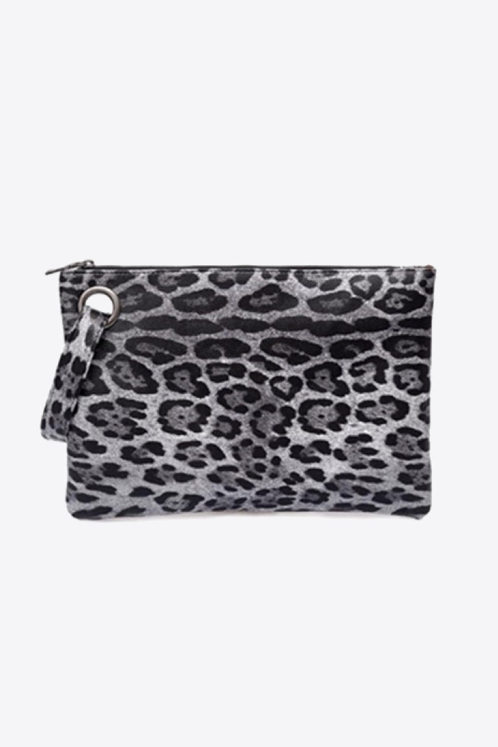 Leopard PU Leather Clutch  Trendsi Gray One Size 