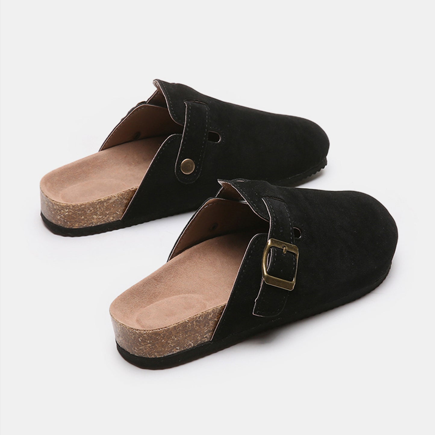 Suede Closed Toe Buckle Slide  Trendsi   