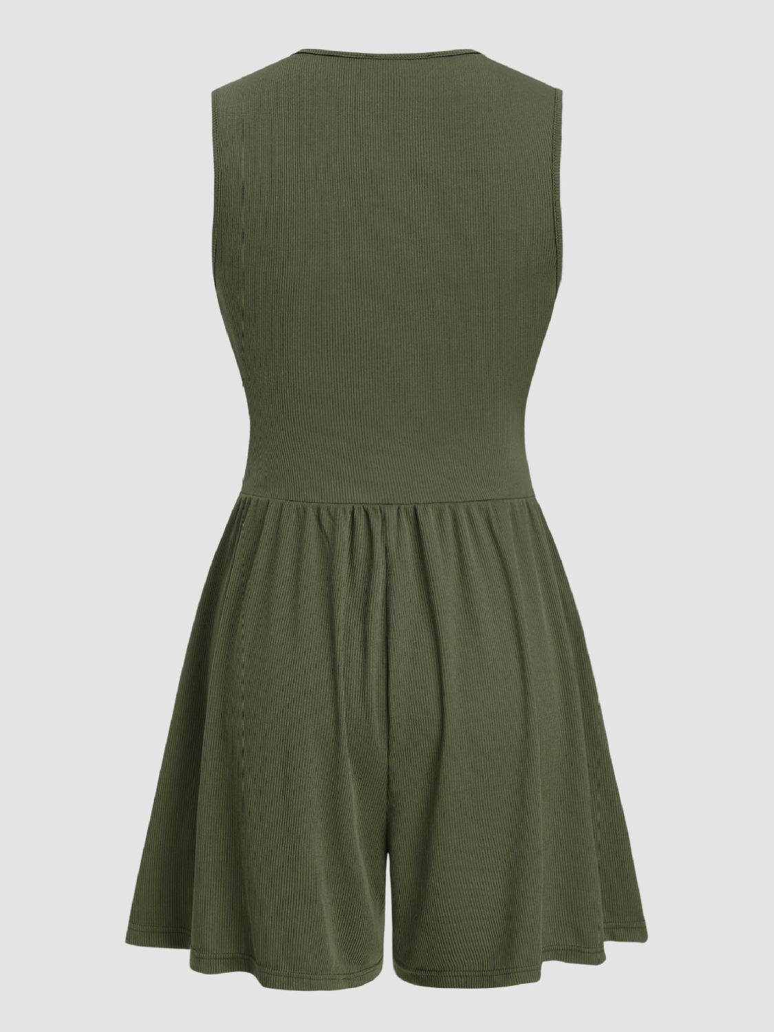 Ruched Plunge Sleeveless Romper  Trendsi   