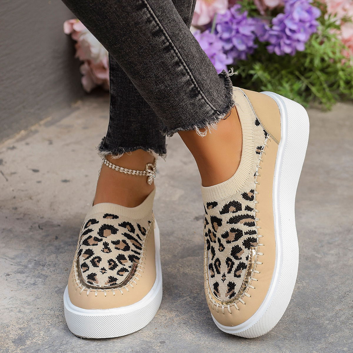 Leopard Round Toe Platform Sneakers  Trendsi Leopard 36(US5) 