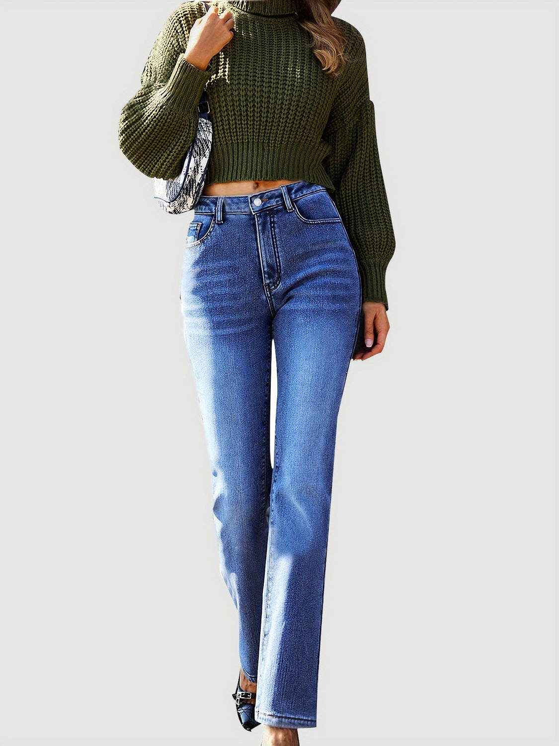 Straight Leg Jeans with Pockets  Trendsi   