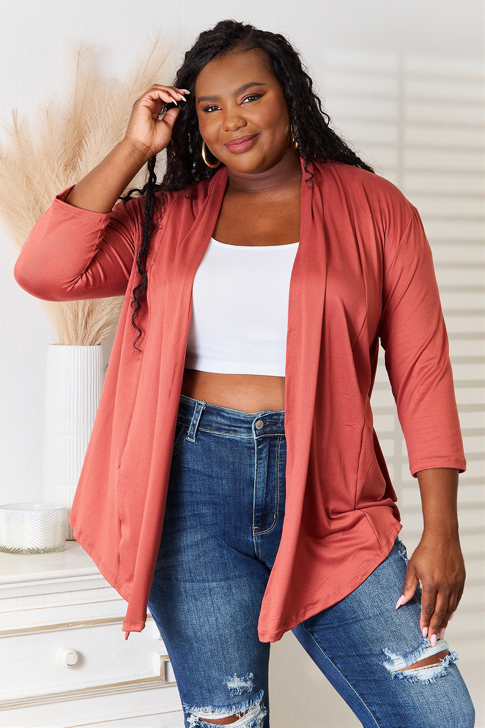 Culture Code Full Size Open Front Cardigan Sale Trendsi   