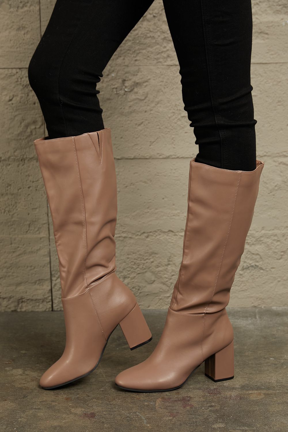 East Lion Corp Block Heel Knee High Boots  Trendsi   