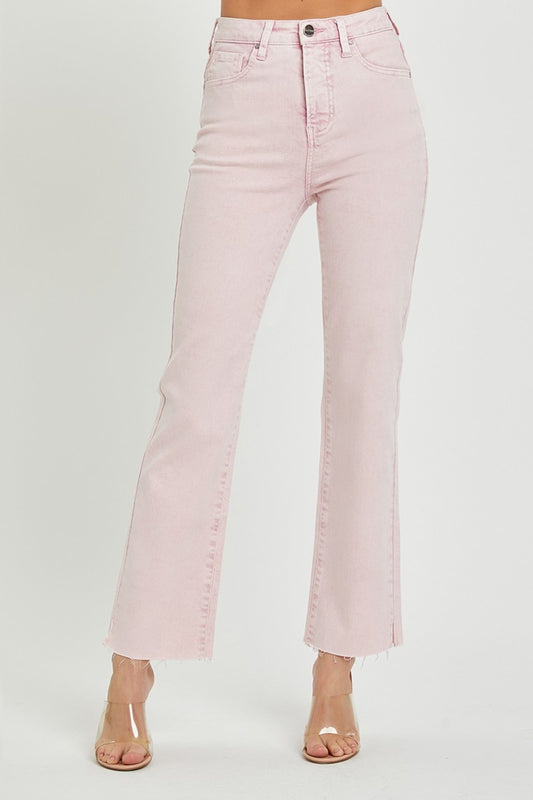 RISEN Full Size High Rise Tummy Control Straight Jeans  Trendsi Acid Pink 0(24) 