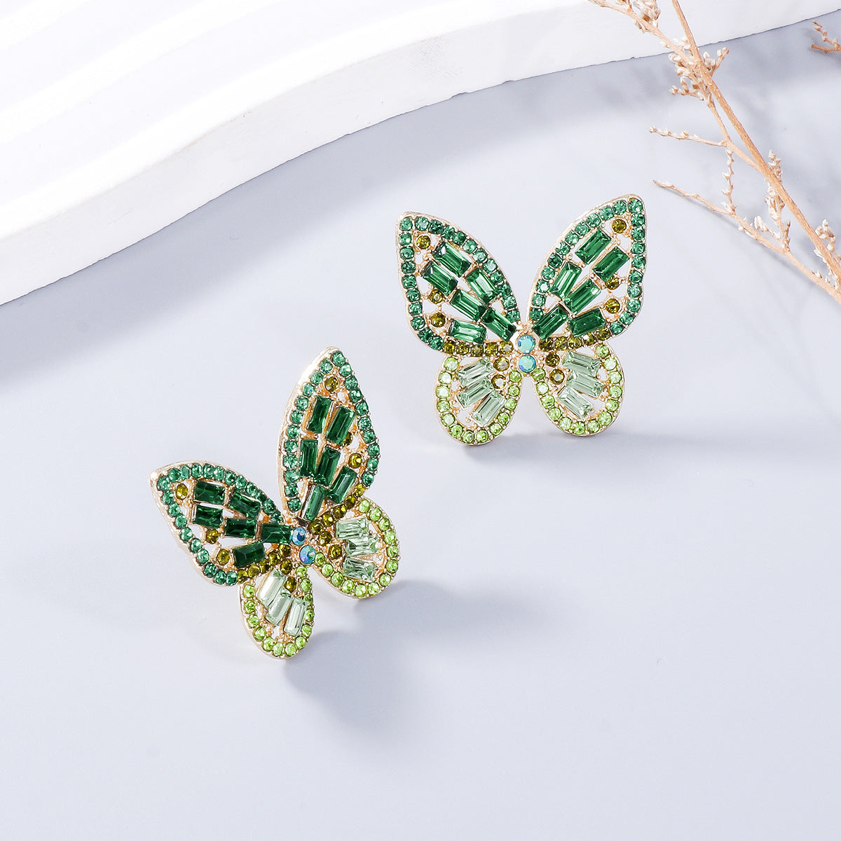 Alloy Inlaid Rhinestone Butterfly Earrings Earrings Trendsi   