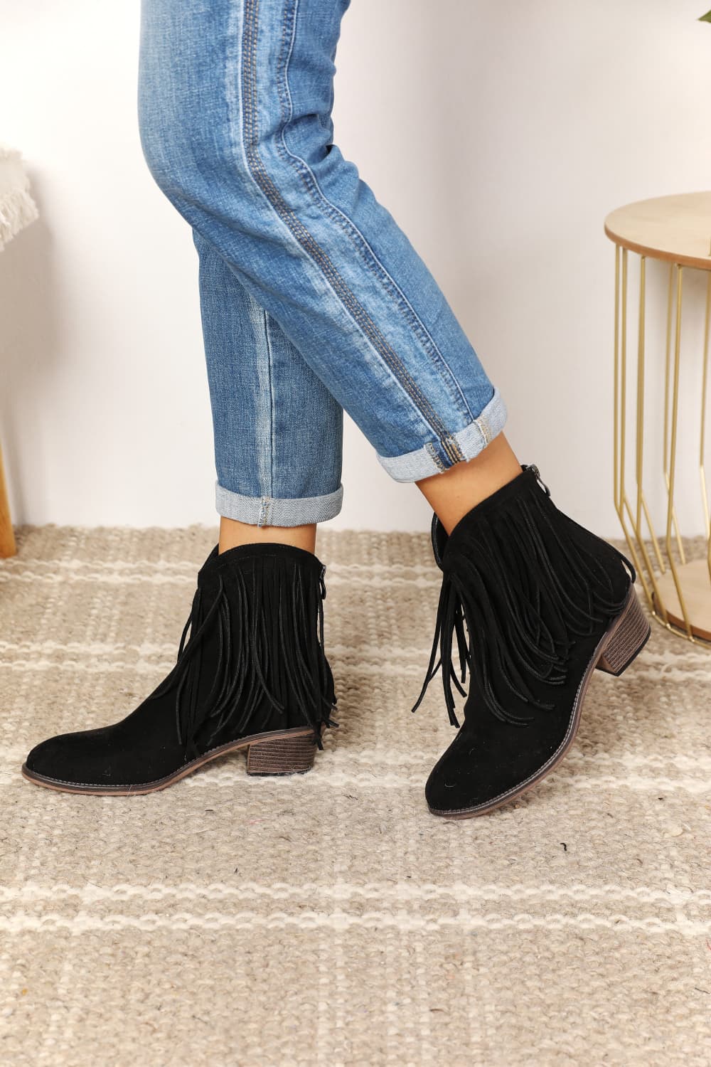 Legend Women's Fringe Cowboy Western Ankle Boots  Trendsi   