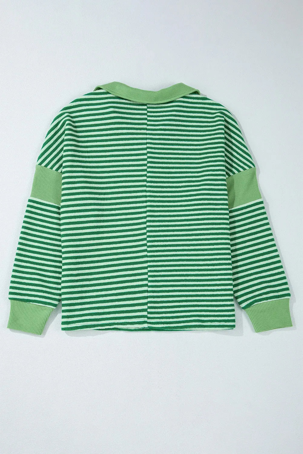 Striped Johnny Collar Long Sleeve Top  Trendsi   