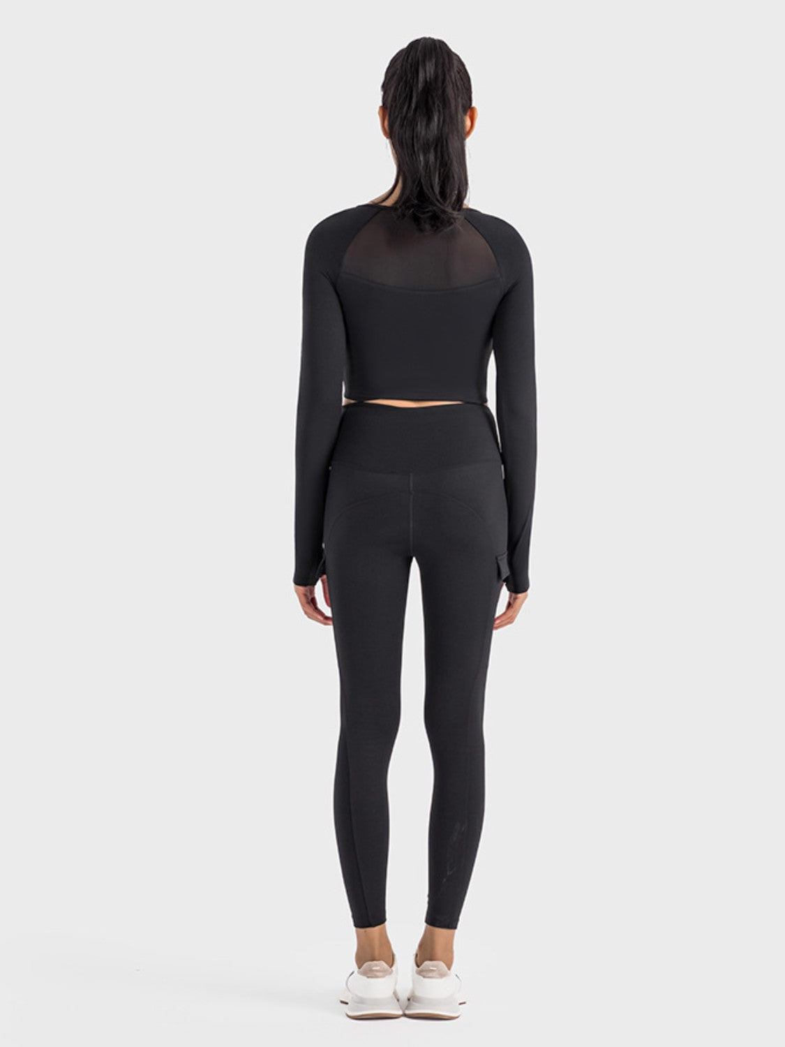 Millennia Square Neck Long Sleeve Cropped Sports Top  Trendsi   