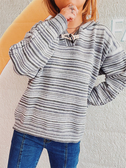 Striped Long Sleeve Hooded Sweater