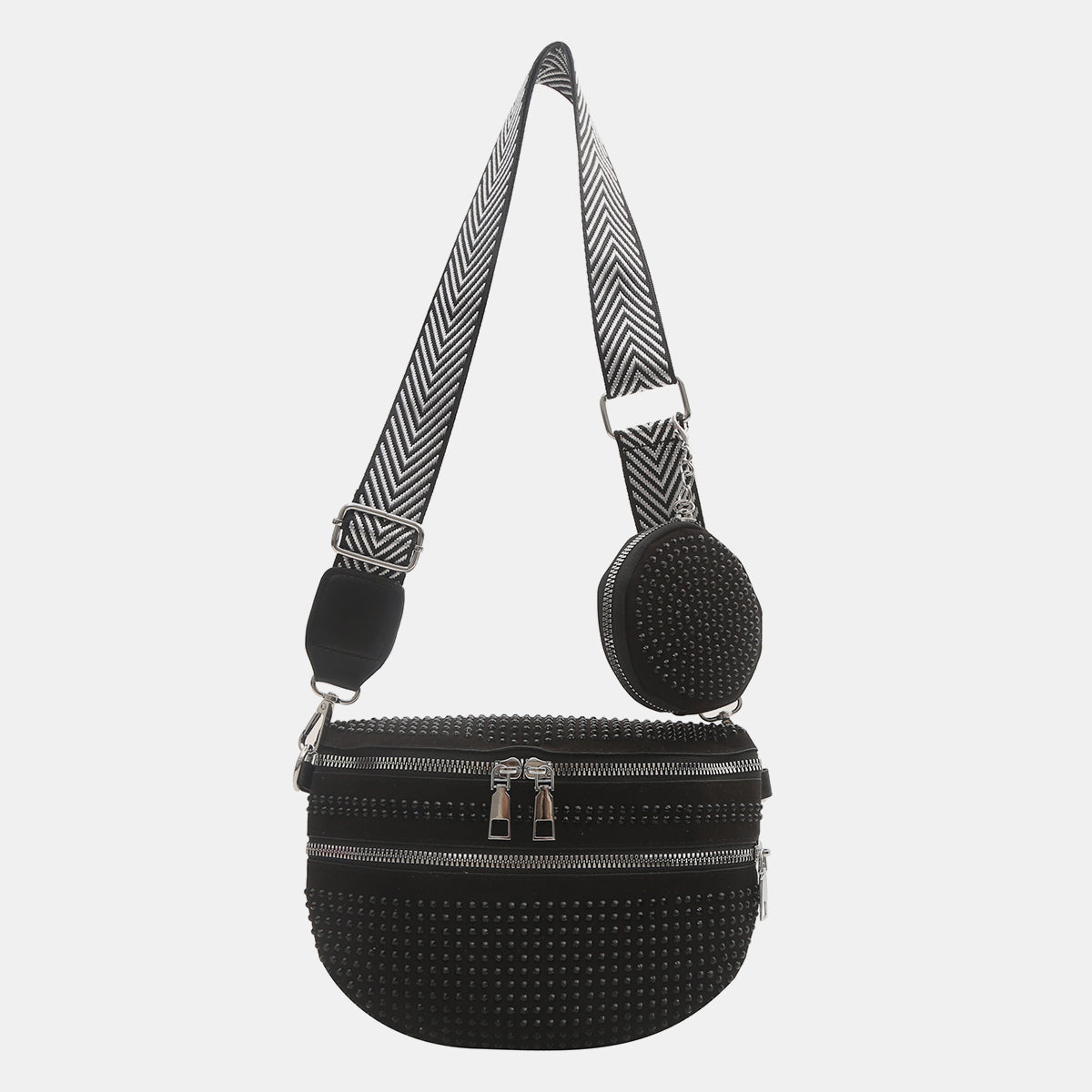 Studded Adjustable Strap Crossbody Bag  Trendsi Black One Size 