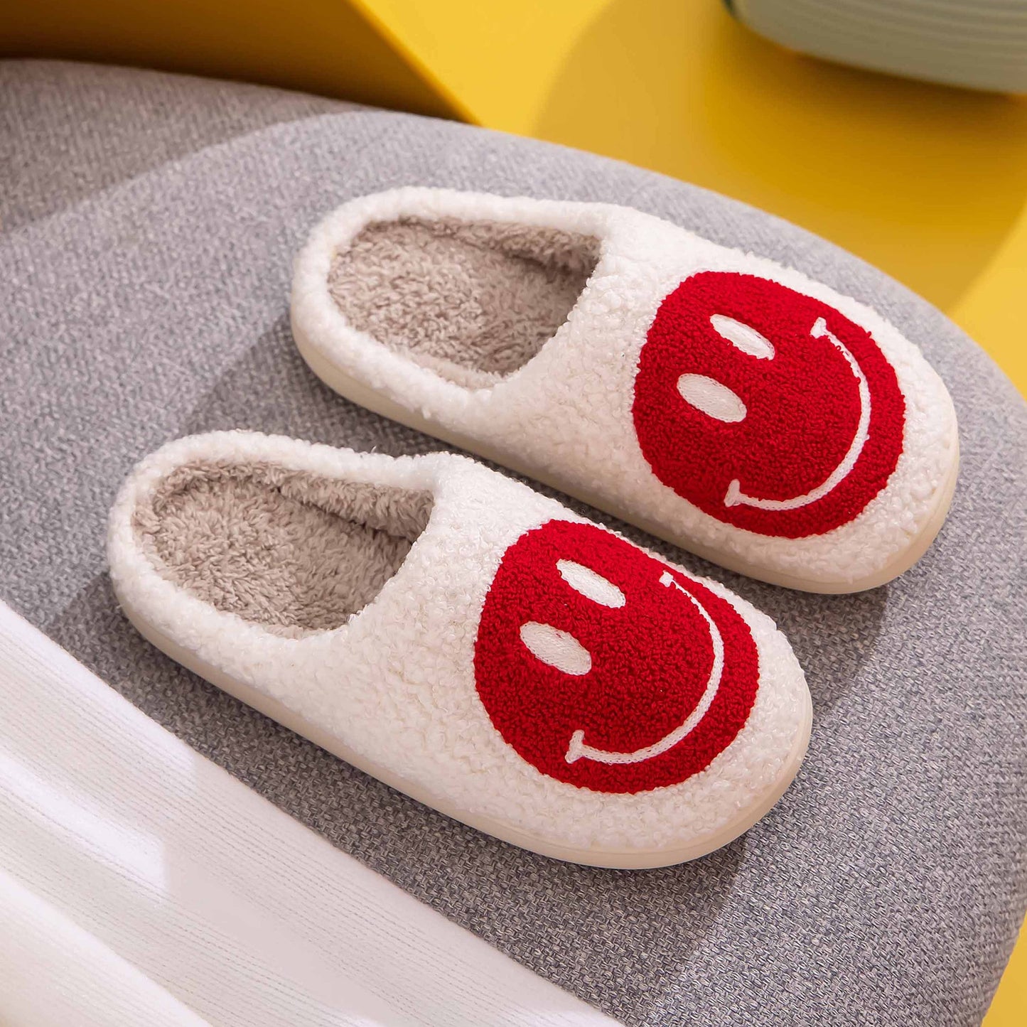 Melody Smiley Face Cozy Slippers  Trendsi   