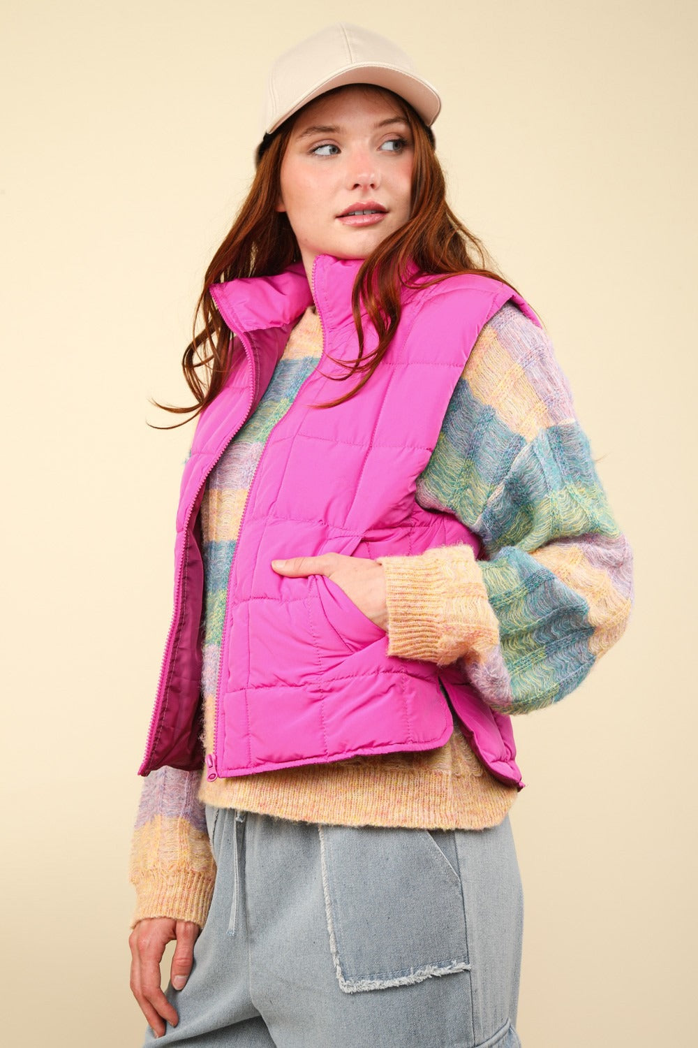 VERY J Zip Up Puffer Padded Warm Vest Luxe Trendsi   