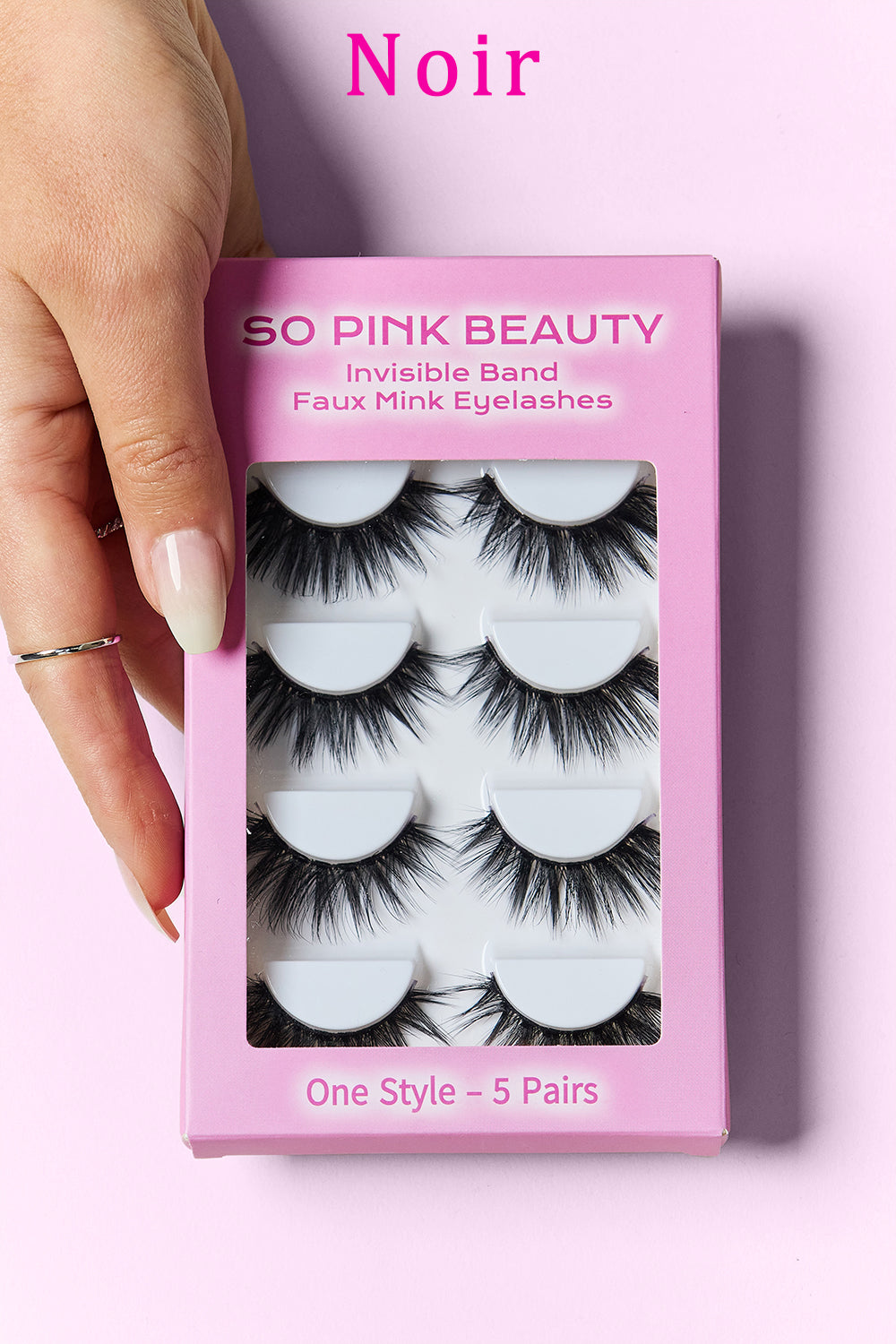 SO PINK BEAUTY Faux Mink Eyelashes 5 Pairs  Trendsi Noir One Size 