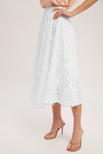 Lace High Waist Midi Skirt