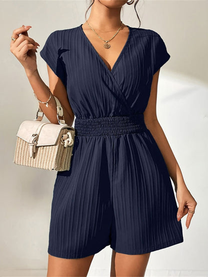 Tied Surplice Short Sleeve Romper  Trendsi   